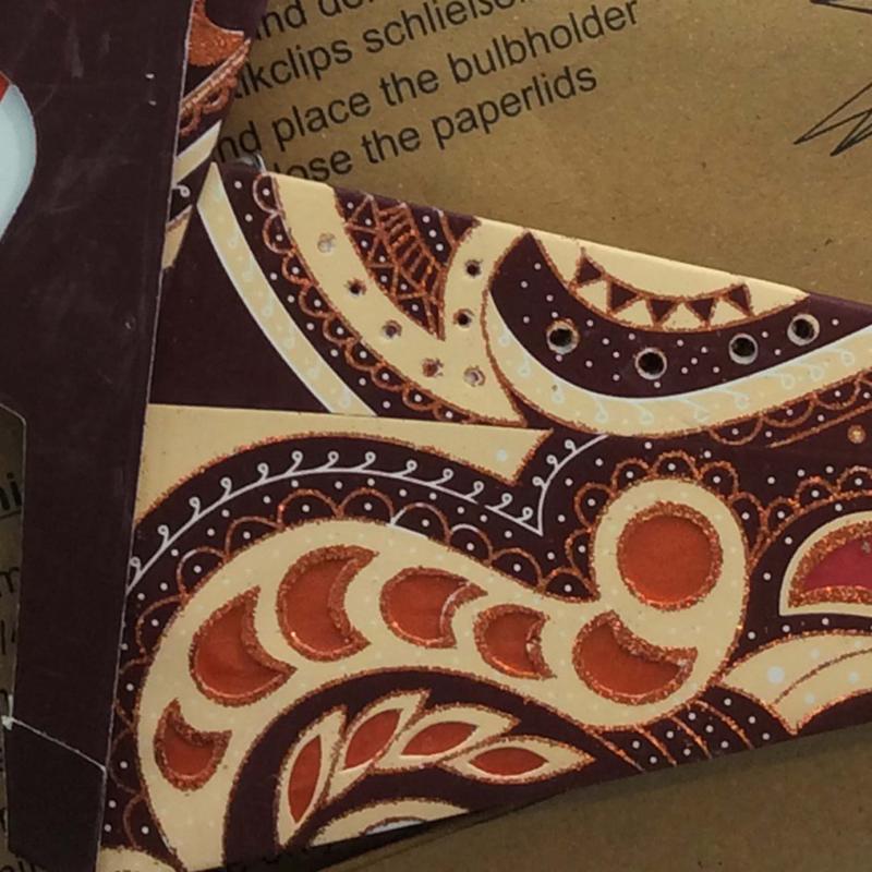 GANESHA MULTI braun/ kupferglitter  - 3D Faltbarer Leuchtstern, Weihnachtsstern aus Papier mit 18 Spitzen, 60 cm